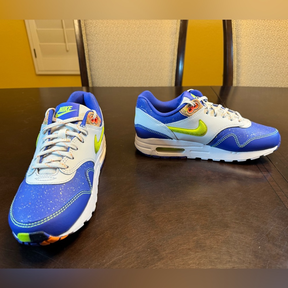 New Nike Air Max 1 Blue White Sneakers Shoes Size US 6Y - Picture 7 of 13